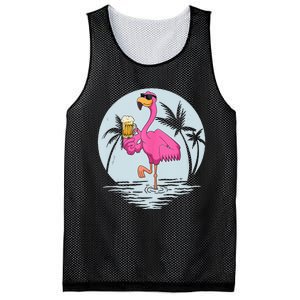 Funny Pink Flamingo Bird With Mug Of Beer Summer Vacation Mesh Reversible Basketball Jersey Tank