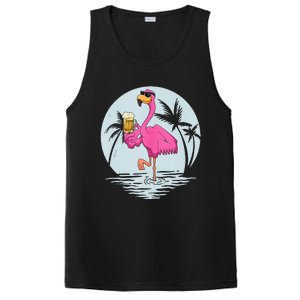 Funny Pink Flamingo Bird With Mug Of Beer Summer Vacation PosiCharge Competitor Tank