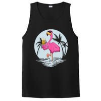 Funny Pink Flamingo Bird With Mug Of Beer Summer Vacation PosiCharge Competitor Tank