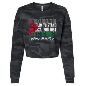 Free Palestine Flag I Love Palestine Gaza Cropped Pullover Crew