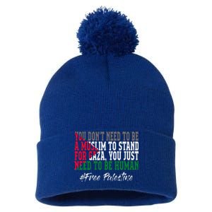 Free Palestine Flag I Love Palestine Gaza Pom Pom 12in Knit Beanie