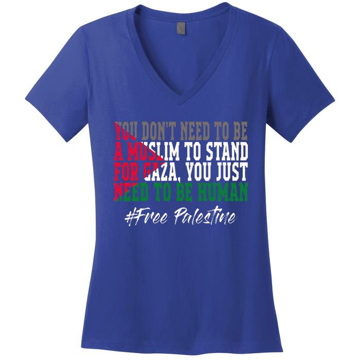 Free Palestine Flag I Love Palestine Gaza Women's V-Neck T-Shirt