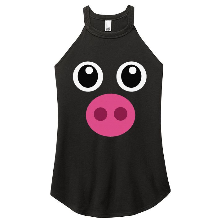 Funny Pig Face Swine Halloween Costume Gift Women's Perfect Tri Rocker Tank