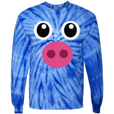 Funny Pig Face Swine Halloween Costume Gift Tie-Dye Long Sleeve Shirt