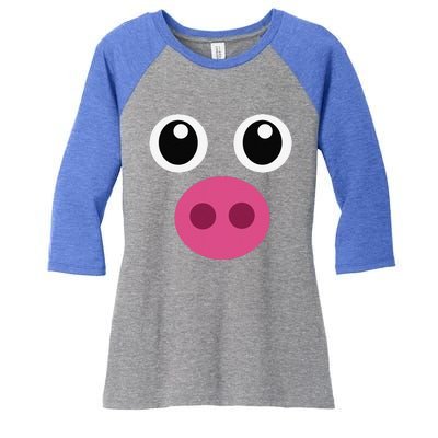 Funny Pig Face Swine Halloween Costume Gift Women's Tri-Blend 3/4-Sleeve Raglan Shirt