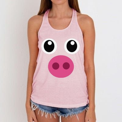 Funny Pig Face Swine Halloween Costume Gift Women's Knotted Racerback Tank