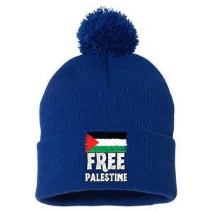 Free Palestine Flag Pom Pom 12in Knit Beanie