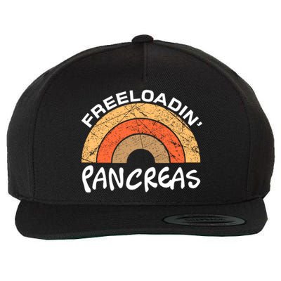 Freeloadin Pancreas Funny Type 1 Diabetes Diabetic Rainbow Gift Wool Snapback Cap