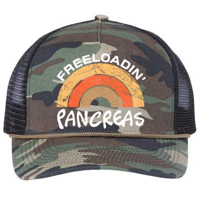 Freeloadin Pancreas Funny Type 1 Diabetes Diabetic Rainbow Gift Retro Rope Trucker Hat Cap