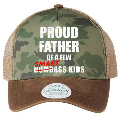 Funny Proud Father Of A Few Smart Ass Kids NOT Dumbass Kids Legacy Tie Dye Trucker Hat