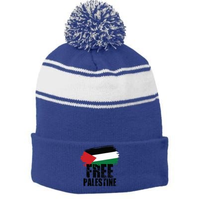 Free Palestine Free Gaza Palestian Voice Meaningful Gift Stripe Pom Pom Beanie