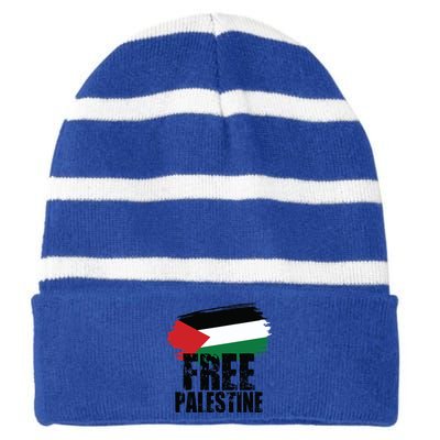 Free Palestine Free Gaza Palestian Voice Meaningful Gift Striped Beanie with Solid Band