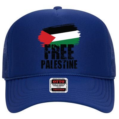 Free Palestine Free Gaza Palestian Voice Meaningful Gift High Crown Mesh Back Trucker Hat