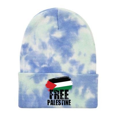 Free Palestine Free Gaza Palestian Voice Meaningful Gift Tie Dye 12in Knit Beanie