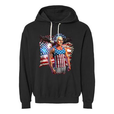Funny Patriotic Fourth Of July Buff George Washington Garment-Dyed Fleece Hoodie