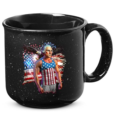 Funny Patriotic Fourth Of July Buff George Washington 15oz Campfire Ceramic Mug