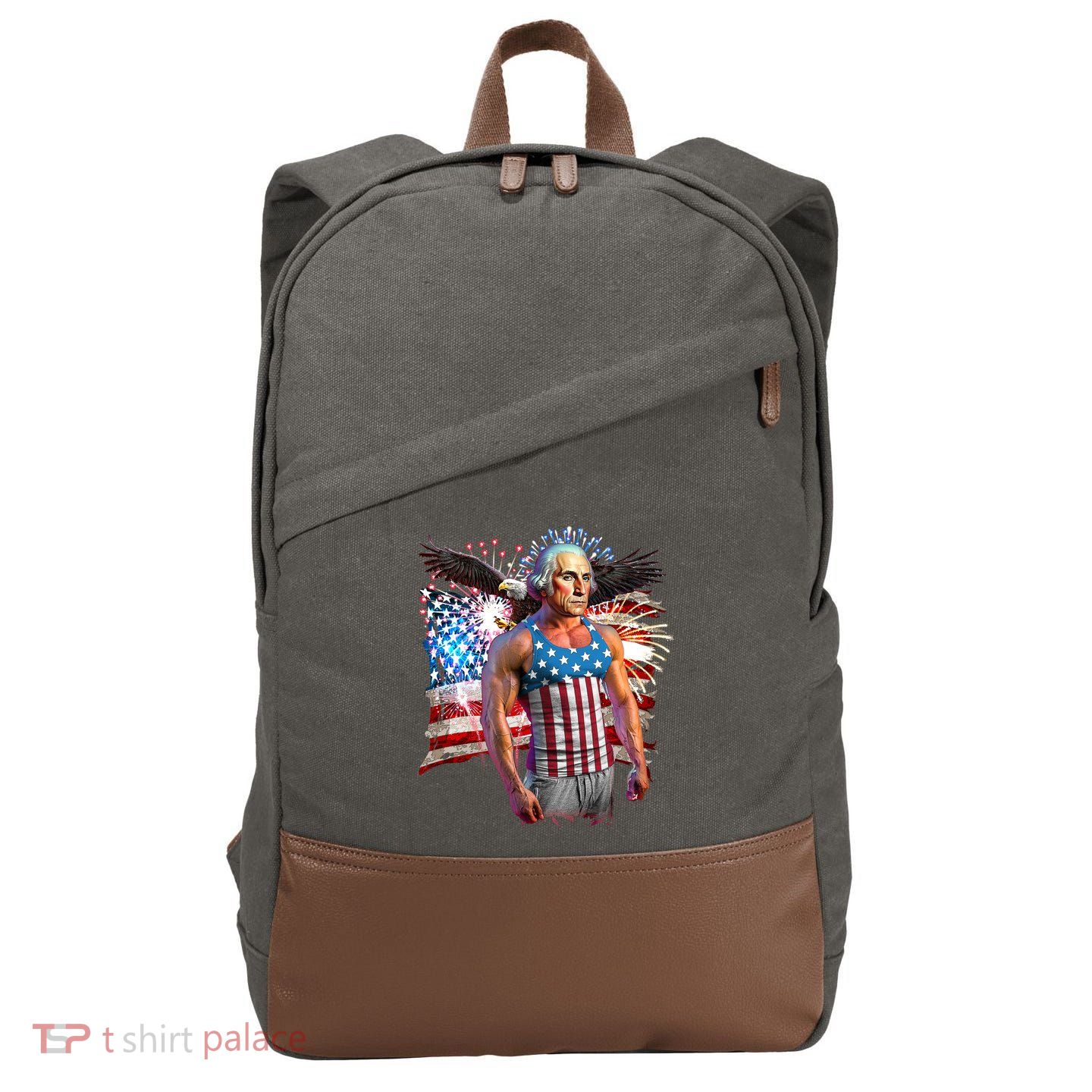 Funny Patriotic Fourth Of July Buff George Washington Cotton Canvas Backpack