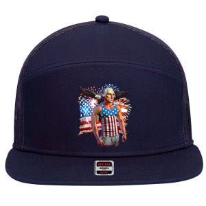 Funny Patriotic Fourth Of July Buff George Washington 7 Panel Mesh Trucker Snapback Hat