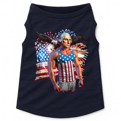 Funny Patriotic Fourth Of July Buff George Washington Doggie Tank