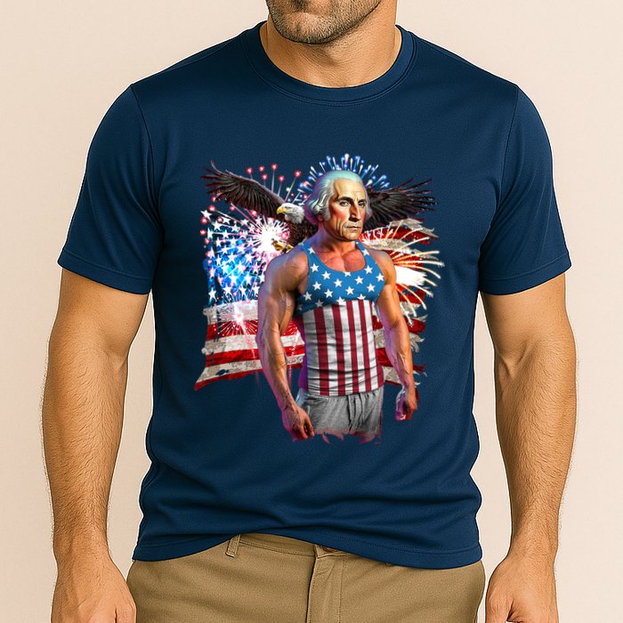 Funny Patriotic Fourth Of July Buff George Washington Cooling Performance Crew T-Shirt