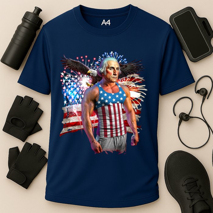 Funny Patriotic Fourth Of July Buff George Washington Cooling Performance Crew T-Shirt