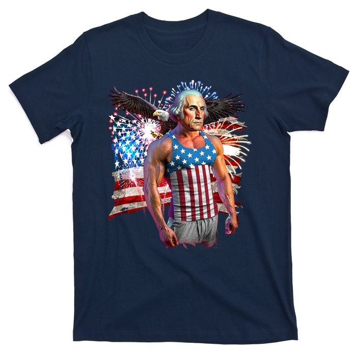 Funny Patriotic Fourth Of July Buff George Washington T-Shirt