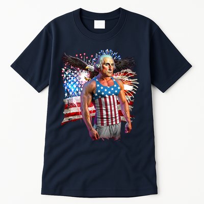 Funny Patriotic Fourth Of July Buff George Washington Tall T-Shirt