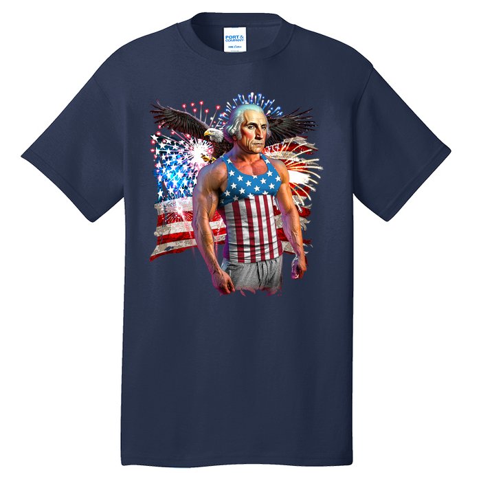 Funny Patriotic Fourth Of July Buff George Washington Tall T-Shirt