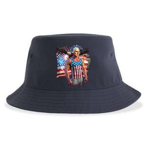 Funny Patriotic Fourth Of July Buff George Washington Sustainable Bucket Hat