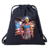 Funny Patriotic Fourth Of July Buff George Washington Drawstring Bag