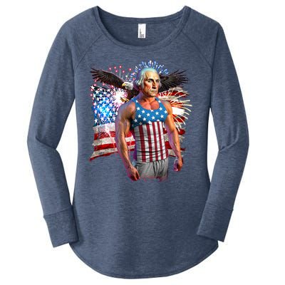 Funny Patriotic Fourth Of July Buff George Washington Women's Perfect Tri Tunic Long Sleeve Shirt