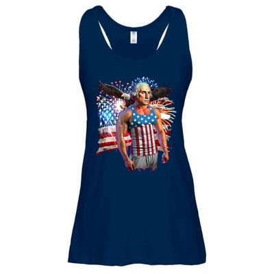 Funny Patriotic Fourth Of July Buff George Washington Ladies Essential Flowy Tank