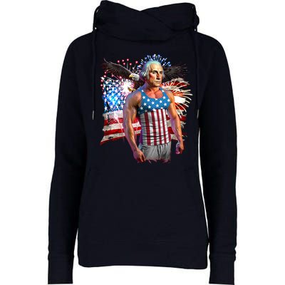 Funny Patriotic Fourth Of July Buff George Washington Womens Funnel Neck Pullover Hood