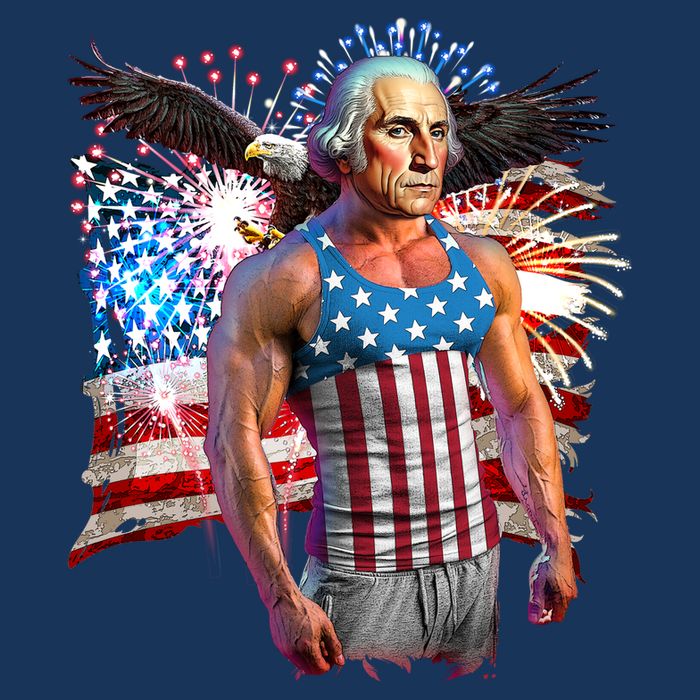 Funny Patriotic Fourth Of July Buff George Washington Flatbill Hat