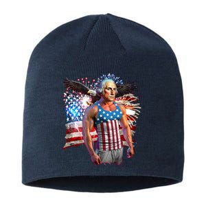 Funny Patriotic Fourth Of July Buff George Washington Sustainable Beanie