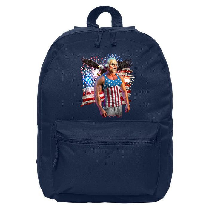 Funny Patriotic Fourth Of July Buff George Washington 16 in Basic Backpack