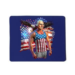 Funny Patriotic Fourth Of July Buff George Washington Mousepad