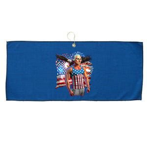 Funny Patriotic Fourth Of July Buff George Washington Large Microfiber Waffle Golf Towel