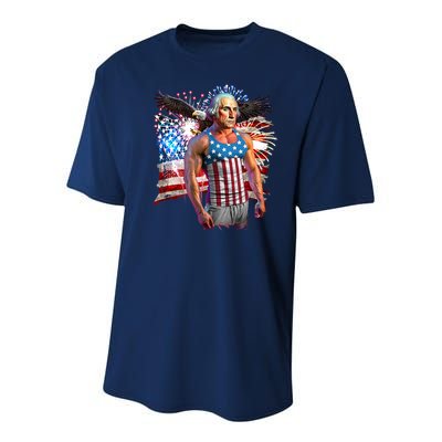 Funny Patriotic Fourth Of July Buff George Washington Youth Performance Sprint T-Shirt
