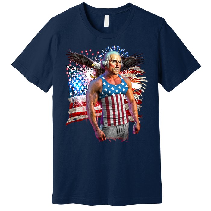 Funny Patriotic Fourth Of July Buff George Washington Premium T-Shirt