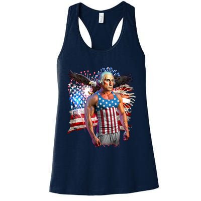 Funny Patriotic Fourth Of July Buff George Washington Womens Tank Top