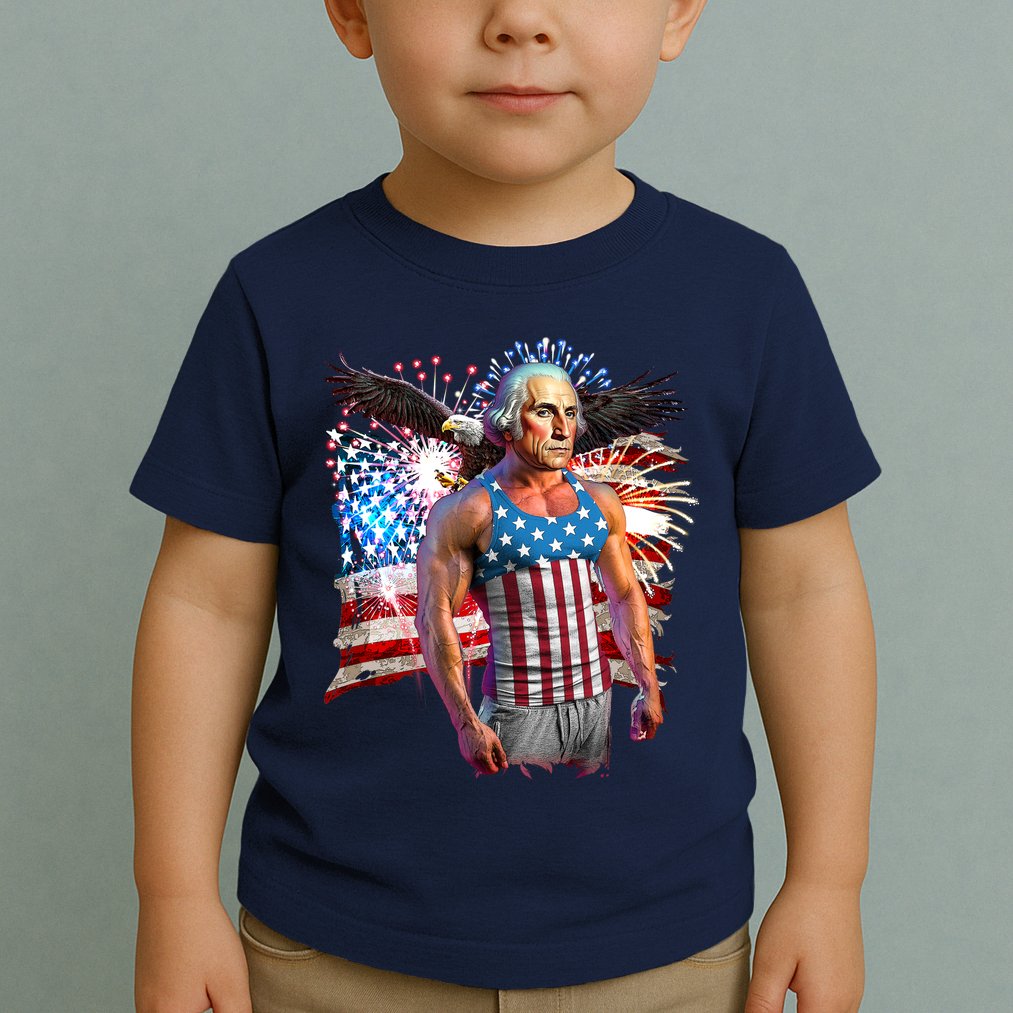 Funny Patriotic Fourth Of July Buff George Washington Toddler T-Shirt
