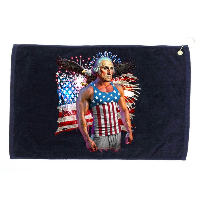 Funny Patriotic Fourth Of July Buff George Washington Grommeted Golf Towel