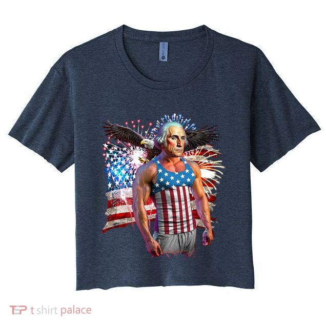 Funny Patriotic Fourth Of July Buff George Washington Crop Top