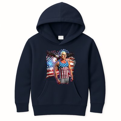 Funny Patriotic Fourth Of July Buff George Washington Kids Hoodie