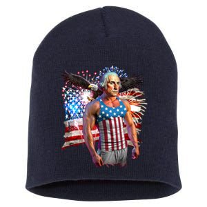 Funny Patriotic Fourth Of July Buff George Washington Short Acrylic Beanie