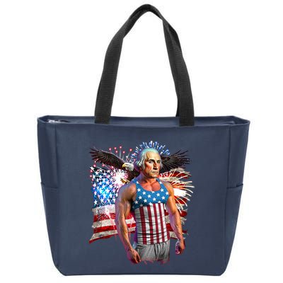 Funny Patriotic Fourth Of July Buff George Washington Zip Tote Bag