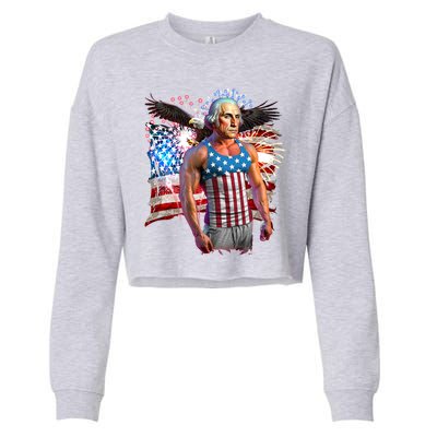 Funny Patriotic Fourth Of July Buff George Washington Cropped Pullover Crew