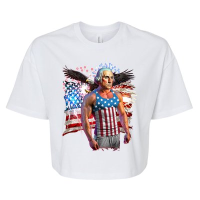 Funny Patriotic Fourth Of July Buff George Washington Bella+Canvas Jersey Crop Tee