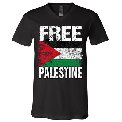 Free Palestine Flag Save Gaza Strip Palestinian V-Neck T-Shirt